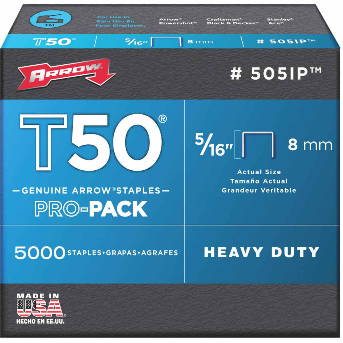 Arrow 505-IP T50 5/16-Inch Staples, 5000-Pack